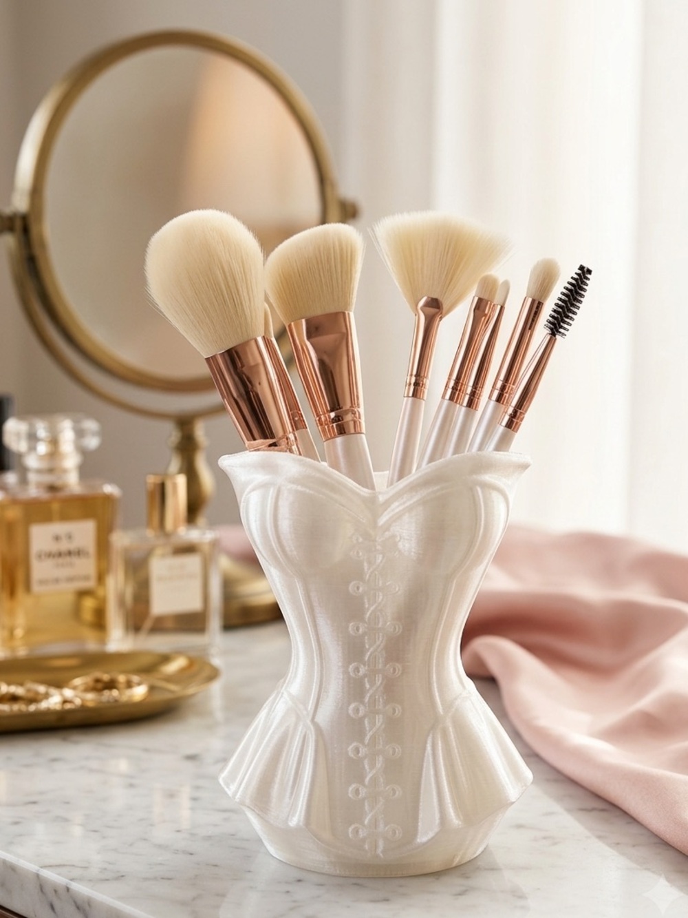 Pearlescent White Decorative Corset Figurine Holder